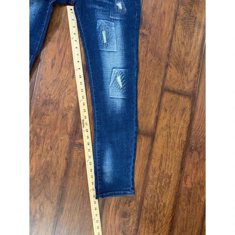 Fashion Jeans Slim Straight Distressed Denim Mens 30 Dark Wash New